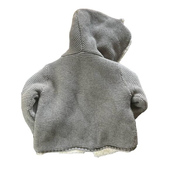 Carter's Baby 9m Bear Grey Knit Lined Sweater Jacket - Picture 4 of 7